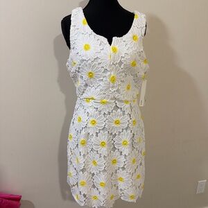 Aqua White and Yellow Floral Mini Dress